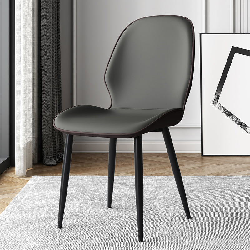 Silla lateral de cuero contemporánea para restaurante, acabado mate Parsons, silla de comedor