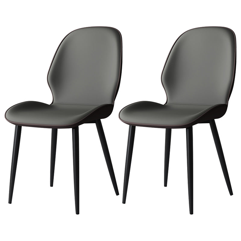 Silla lateral de cuero contemporánea para restaurante, acabado mate Parsons, silla de comedor