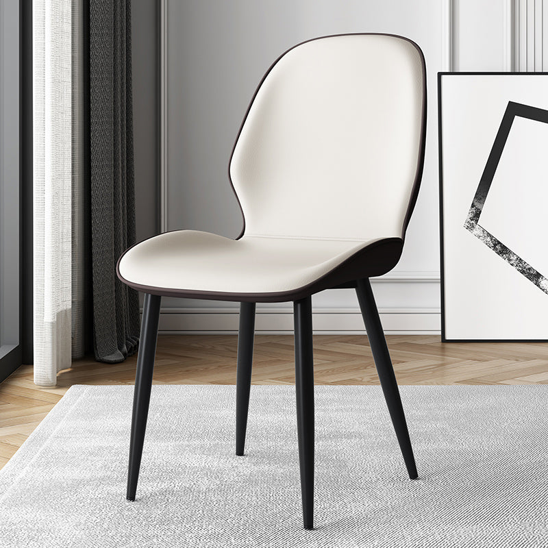 Silla lateral de cuero contemporánea para restaurante, acabado mate Parsons, silla de comedor