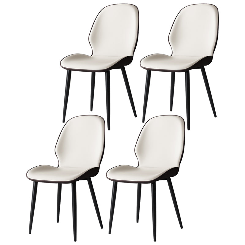 Silla lateral de cuero contemporánea para restaurante, acabado mate Parsons, silla de comedor