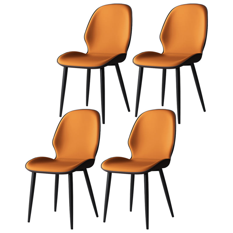 Silla lateral de cuero contemporánea para restaurante, acabado mate Parsons, silla de comedor