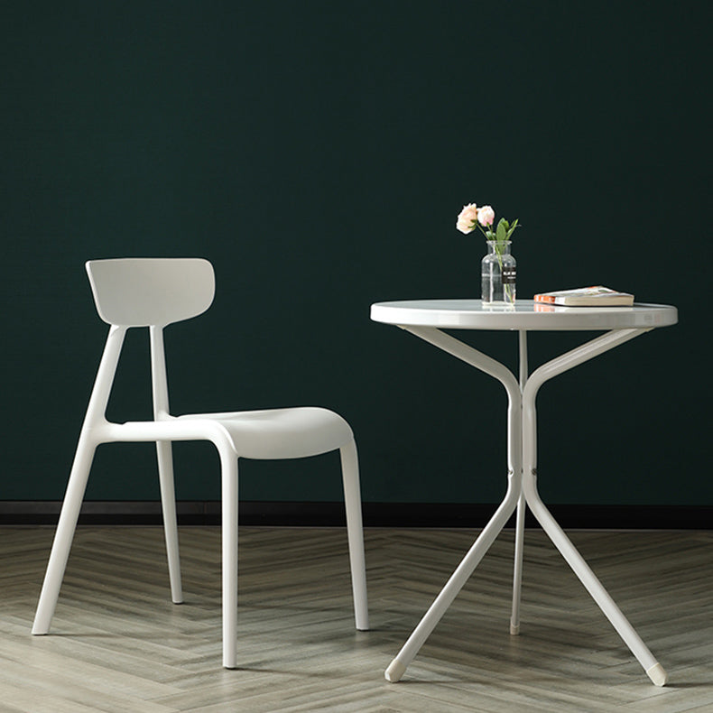 Minimalistische stijl Plastic armloze stoel Open achterste Dining zijstoel voor thuisgebruik