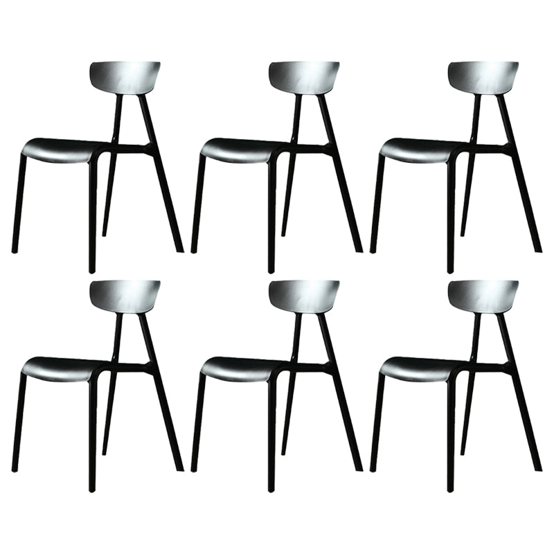Minimalistische stijl Plastic armloze stoel Open achterste Dining zijstoel voor thuisgebruik