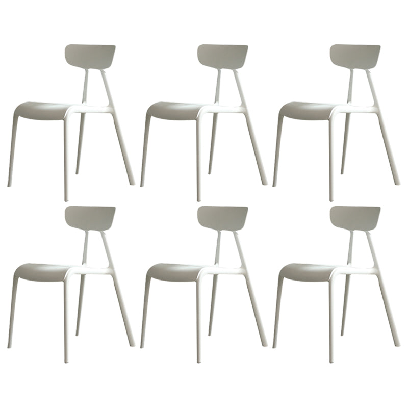 Minimalistische stijl Plastic armloze stoel Open achterste Dining zijstoel voor thuisgebruik