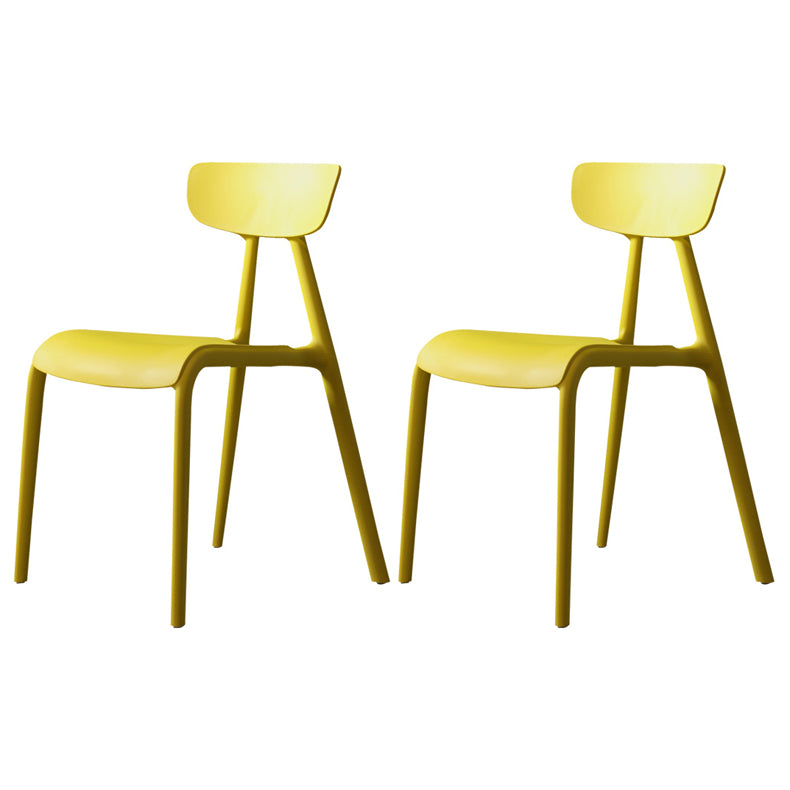 Minimalistische stijl Plastic armloze stoel Open achterste Dining zijstoel voor thuisgebruik
