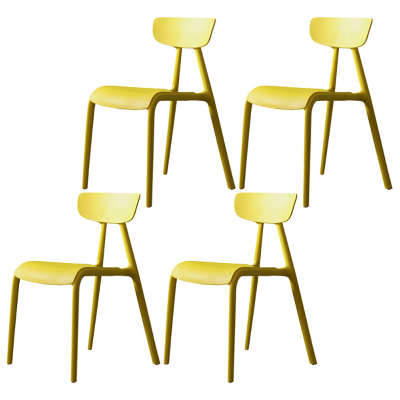 Minimalistische stijl Plastic armloze stoel Open achterste Dining zijstoel voor thuisgebruik