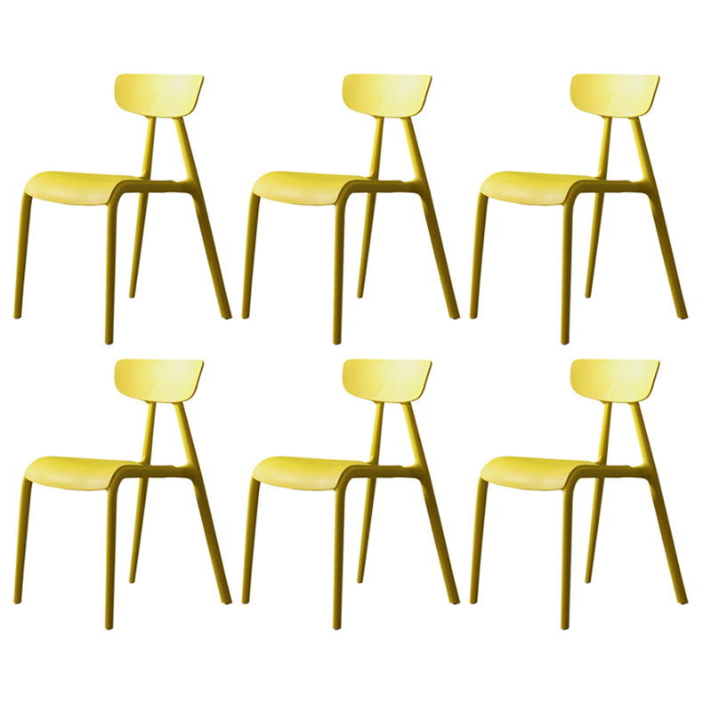 Minimalistische stijl Plastic armloze stoel Open achterste Dining zijstoel voor thuisgebruik