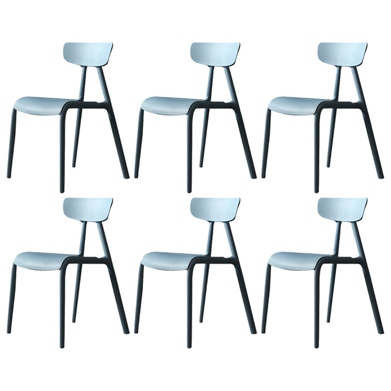 Minimalistische stijl Plastic armloze stoel Open achterste Dining zijstoel voor thuisgebruik