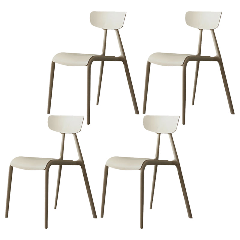 Minimalistische stijl Plastic armloze stoel Open achterste Dining zijstoel voor thuisgebruik