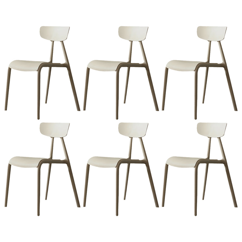 Minimalistische stijl Plastic armloze stoel Open achterste Dining zijstoel voor thuisgebruik