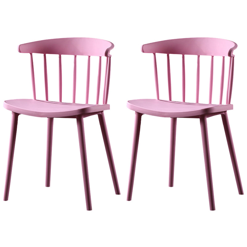 Chaise latérale contemporaine sans accoudoirs en plastique, chaise d'appoint empilable à dossier Windsor pour usage domestique