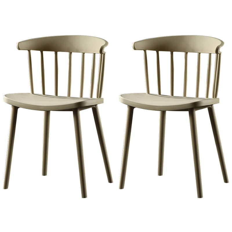 Chaise latérale contemporaine sans accoudoirs en plastique, chaise d'appoint empilable à dossier Windsor pour usage domestique