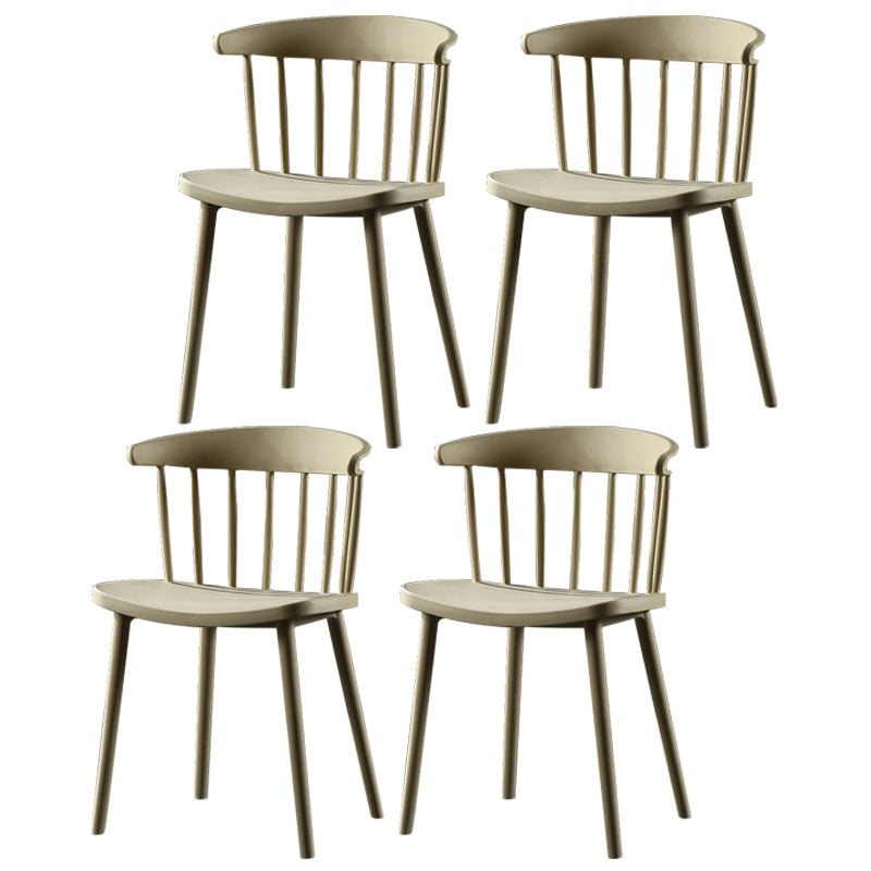 Chaise latérale contemporaine sans accoudoirs en plastique, chaise d'appoint empilable à dossier Windsor pour usage domestique