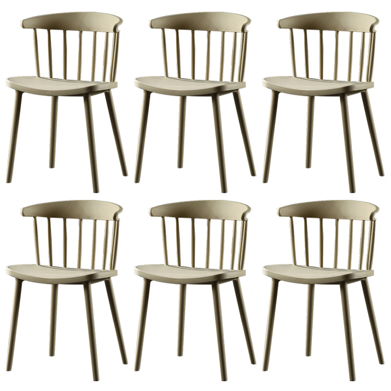 Chaise latérale contemporaine sans accoudoirs en plastique, chaise d'appoint empilable à dossier Windsor pour usage domestique