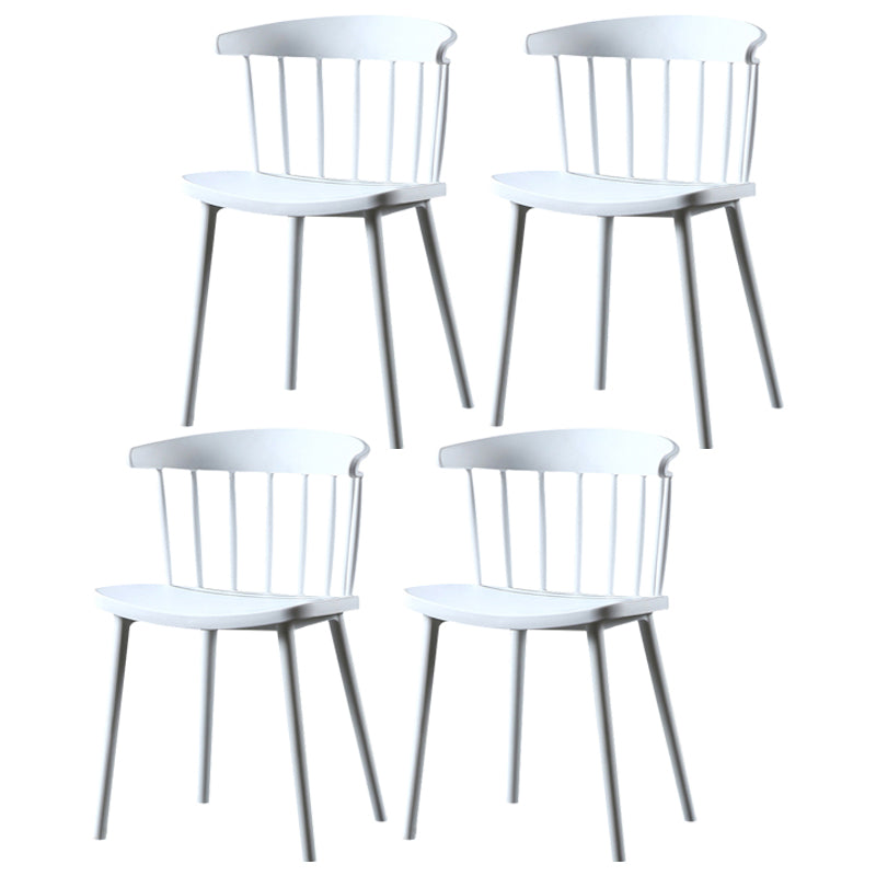 Chaise latérale contemporaine sans accoudoirs en plastique, chaise d'appoint empilable à dossier Windsor pour usage domestique