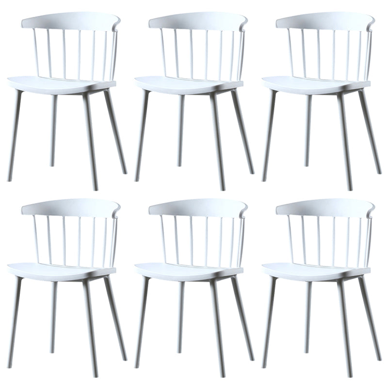 Chaise latérale contemporaine sans accoudoirs en plastique, chaise d'appoint empilable à dossier Windsor pour usage domestique