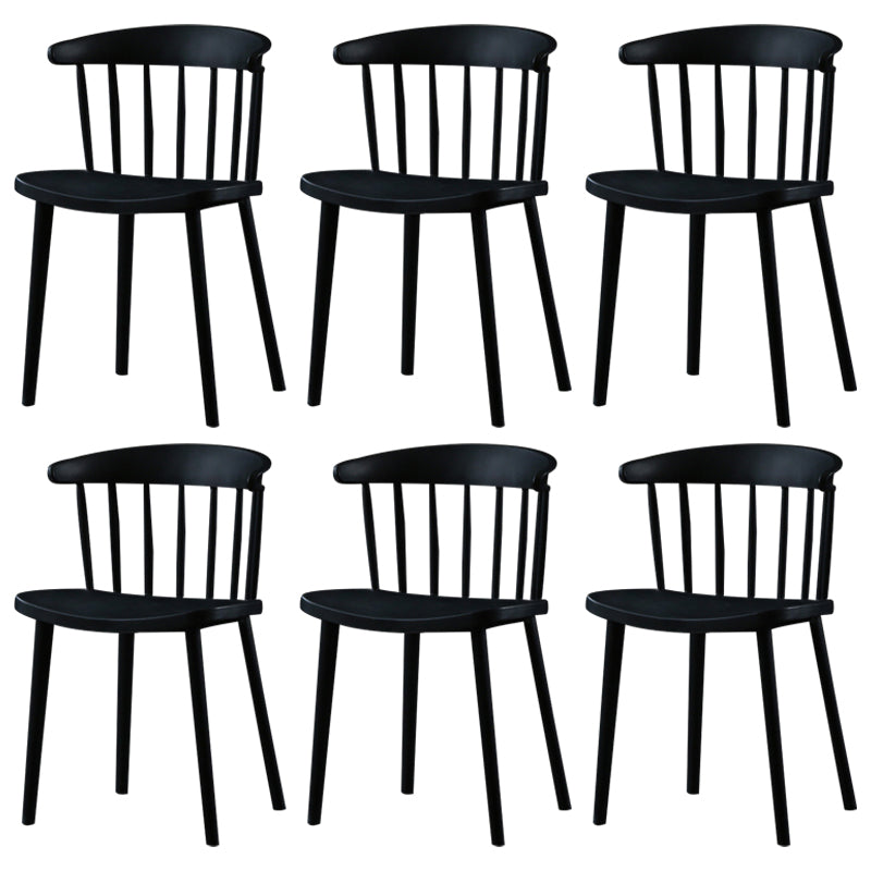 Chaise latérale contemporaine sans accoudoirs en plastique, chaise d'appoint empilable à dossier Windsor pour usage domestique