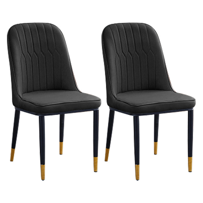 Chaise d'appoint contemporaine à la maison, chaise de salle à manger rembourrée en métal à dossier solide
