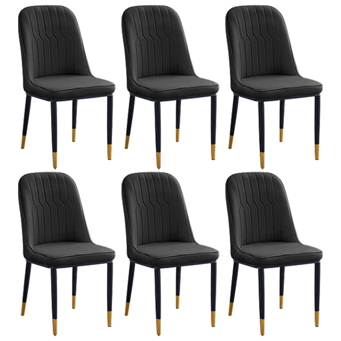 Chaise d'appoint contemporaine à la maison, chaise de salle à manger rembourrée en métal à dossier solide