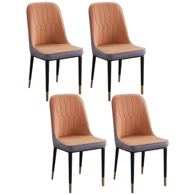 Chaise d'appoint contemporaine à la maison, chaise de salle à manger rembourrée en métal à dossier solide