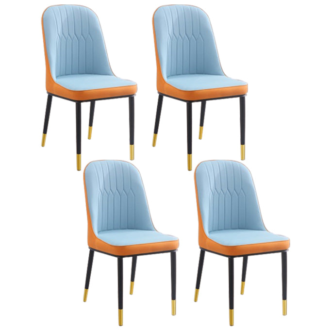 Chaise d'appoint contemporaine à la maison, chaise de salle à manger rembourrée en métal à dossier solide