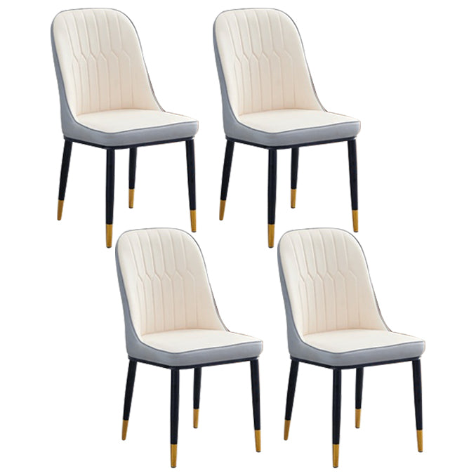 Chaise d'appoint contemporaine à la maison, chaise de salle à manger rembourrée en métal à dossier solide