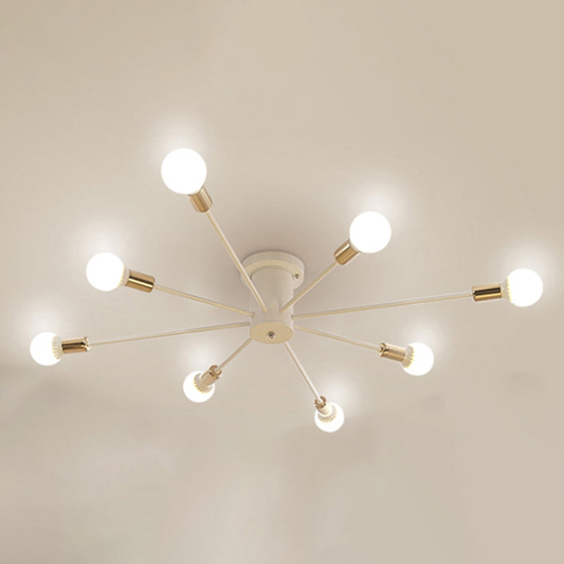 Bare Bulb Sputnik Semi Flush Mount in Industrial Creative Style Lacquered Iron Ceiling Fixture
