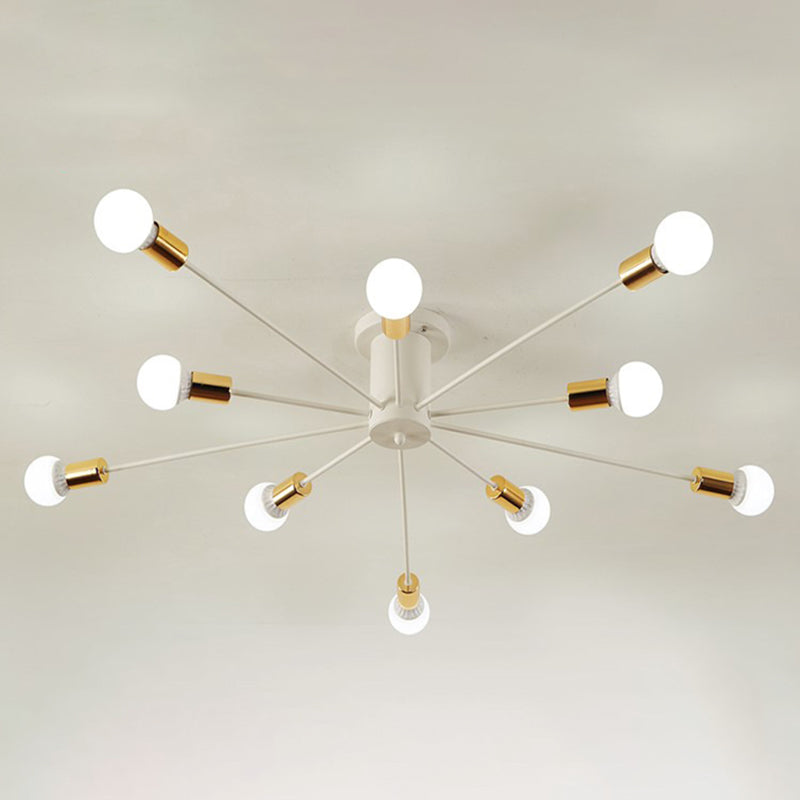 Bare Bulb Sputnik Semi Flush Mount in Industrial Creative Style Lacquered Iron Ceiling Fixture