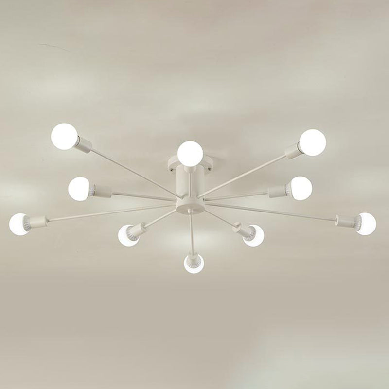 Bare Bulb Sputnik Semi Flush Mount in Industrial Creative Style Lacquered Iron Ceiling Fixture