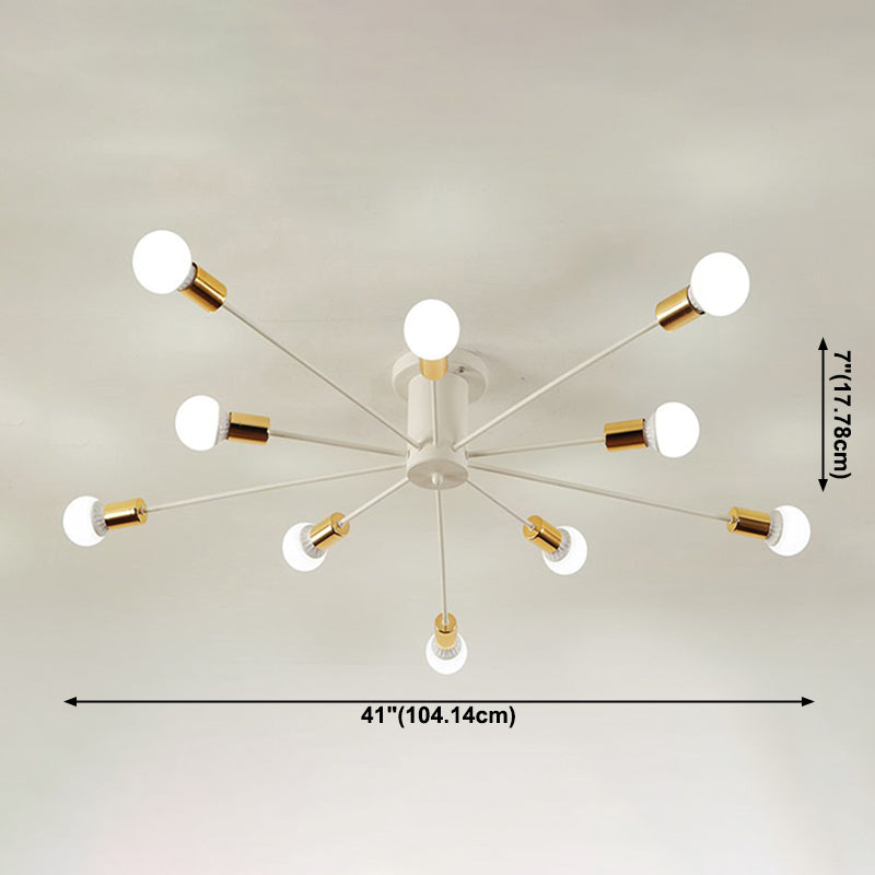 Bare Bulb Sputnik Semi Flush Mount in Industrial Creative Style Lacquered Iron Ceiling Fixture
