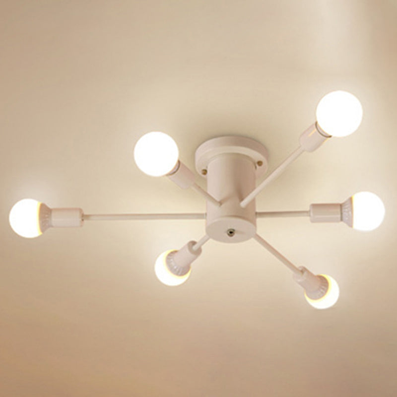Bare Bulb Sputnik Semi Flush Mount in Industrial Creative Style Lacquered Iron Ceiling Fixture