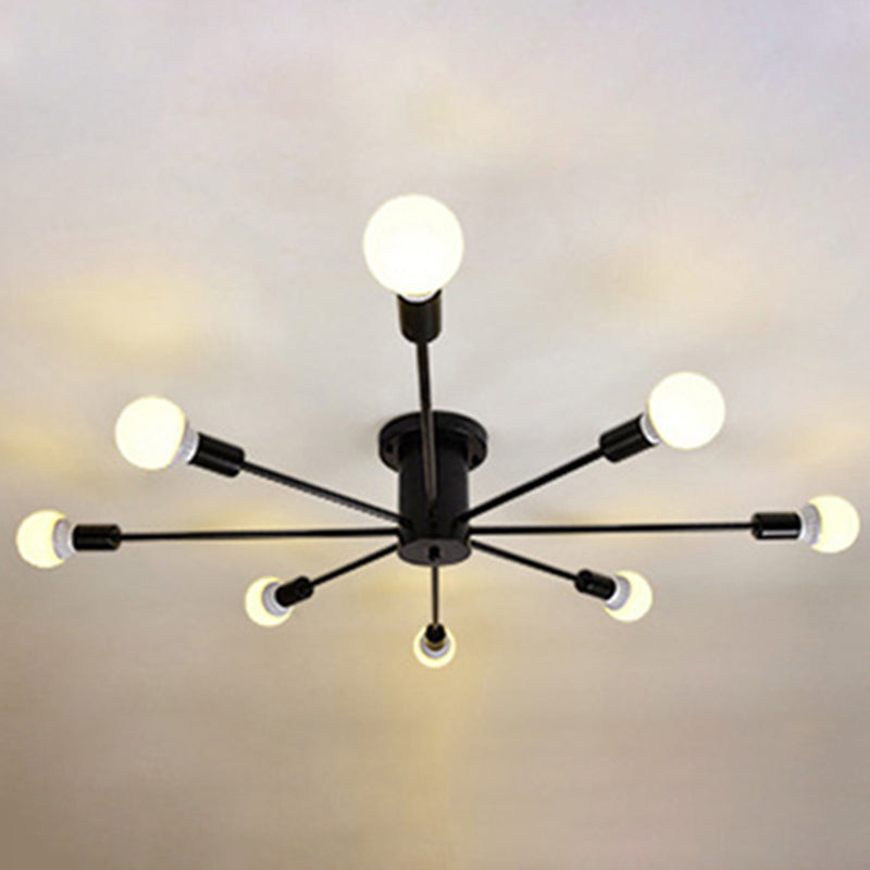 Bare Bulb Sputnik Semi Flush Mount in Industrial Creative Style Lacquered Iron Ceiling Fixture