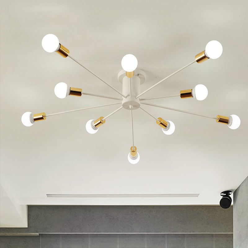 Bare Bulb Sputnik Semi Flush Mount in Industrial Creative Style Lacquered Iron Ceiling Fixture