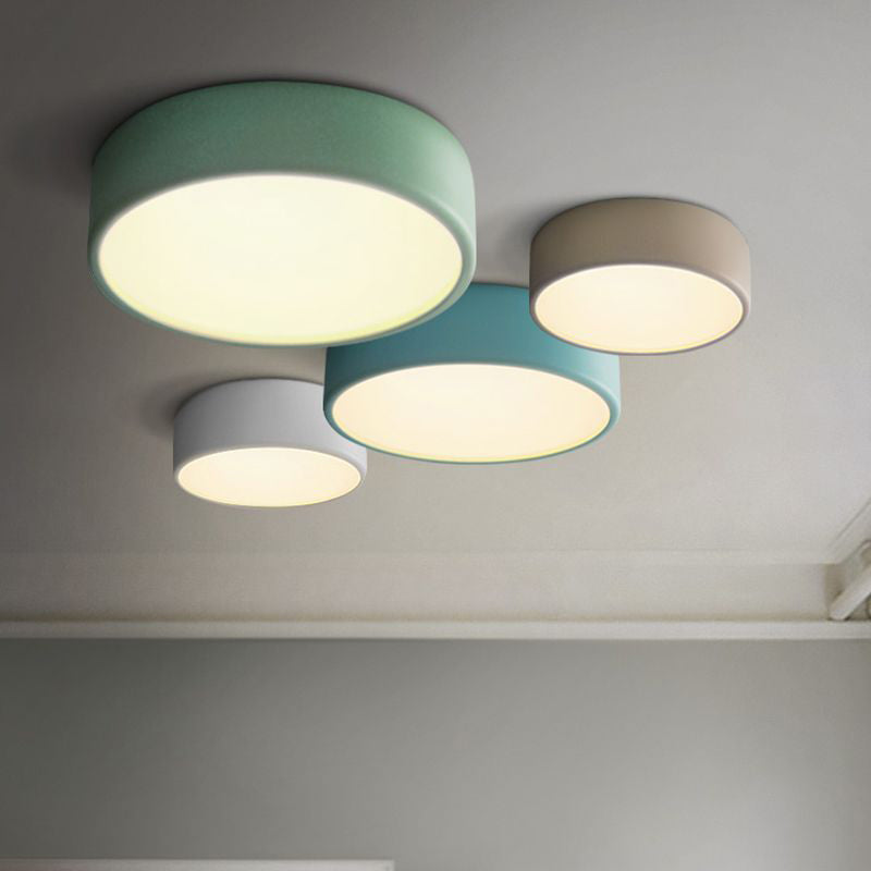 Acrylic Circular Macaroon Flush Mount in Modern Concise Style Wrought Iron Ceiling Light for Bedroom