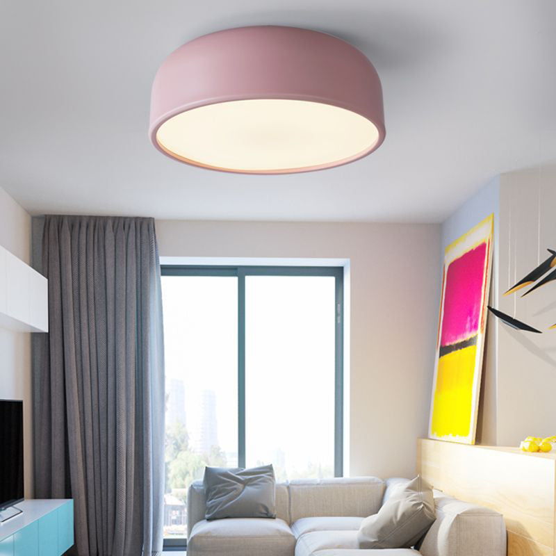 Acrylic Circular Macaroon Flush Mount in Modern Concise Style Wrought Iron Ceiling Light for Bedroom