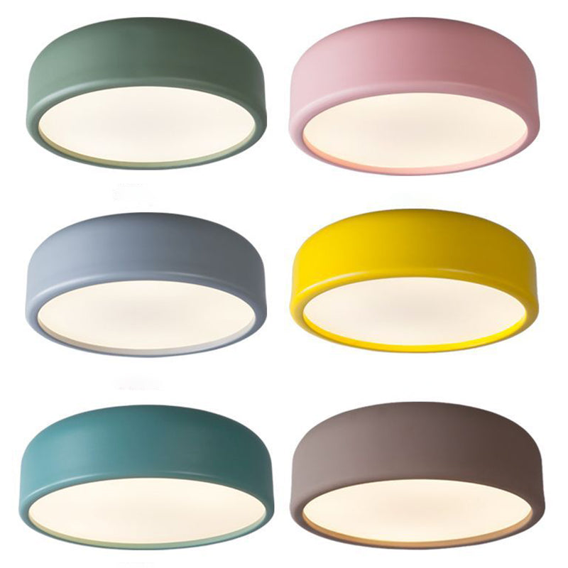 Acrylic Circular Macaroon Flush Mount in Modern Concise Style Wrought Iron Ceiling Light for Bedroom