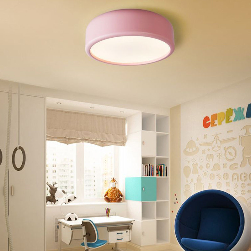 Acrylic Circular Macaroon Flush Mount in Modern Concise Style Wrought Iron Ceiling Light for Bedroom