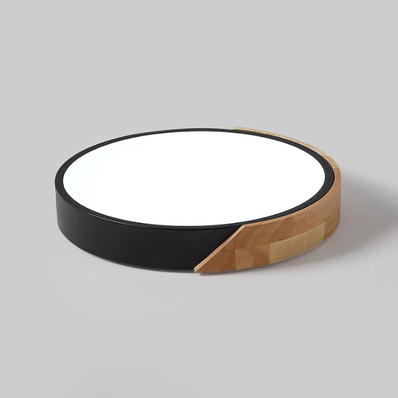 Minimalist Indoor Ceiling Light Fixture, Macaroon Flat Metal and Wood Ceiling Flush Mount Lights