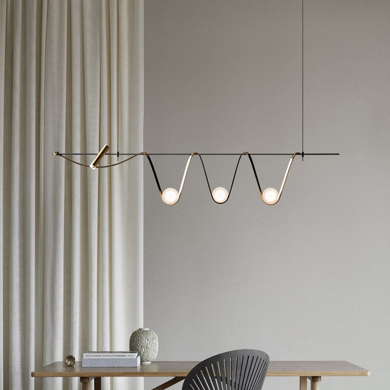 Metal Linear Pendant Light Fixture Modern Style 4-Lights Hanging Chandelier