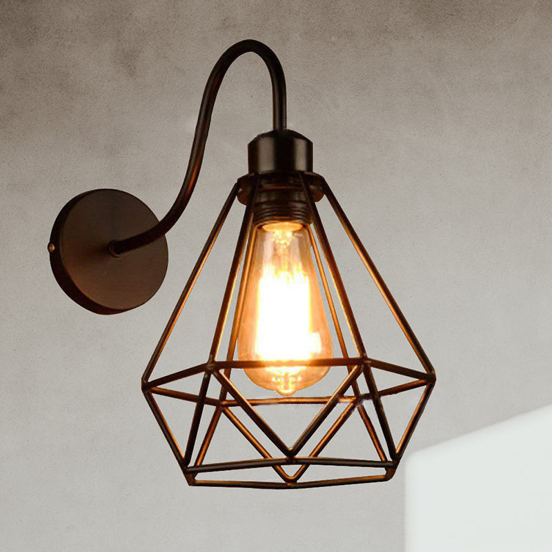 Metal Caged Wall Lighting Fixtures Industrial Style 1 Light Wall Mounted Light Fixture