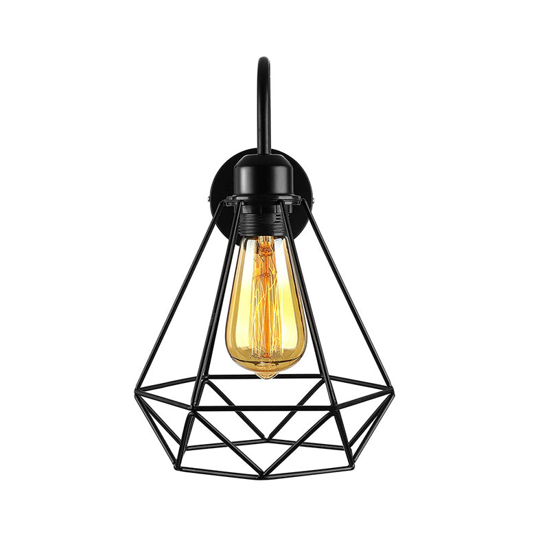 Metal Caged Wall Lighting Fixtures Industrial Style 1 Light Wall Mounted Light Fixture