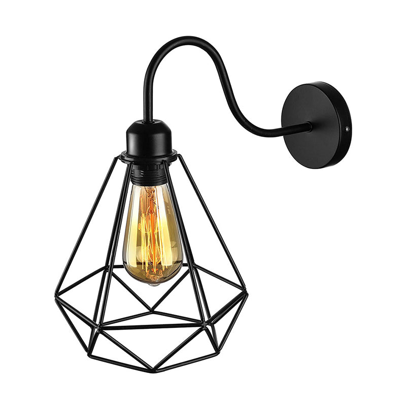 Metal Caged Wall Lighting Fixtures Industrial Style 1 Light Wall Mounted Light Fixture