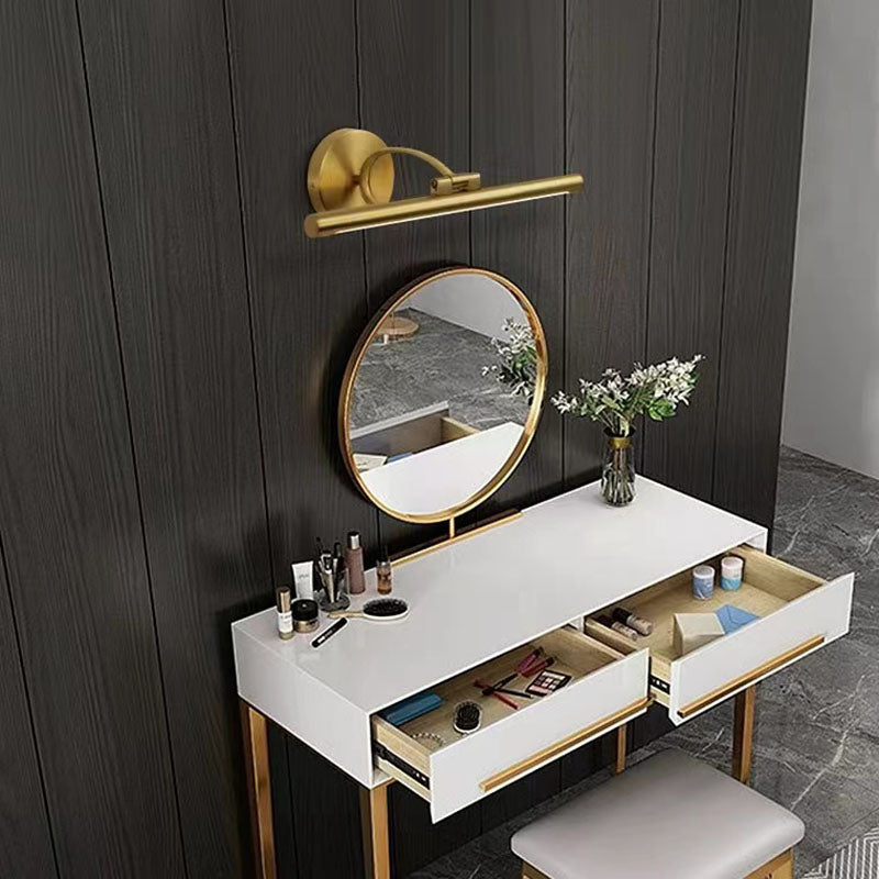 Armed Linear Wall Sconces Modern Metal 1 Light Sconce Light Fixtures in Gold for Lavatory