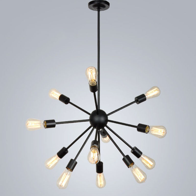 Luminaires de suspension noire antique Chandelier Starburst Sockets For Bar