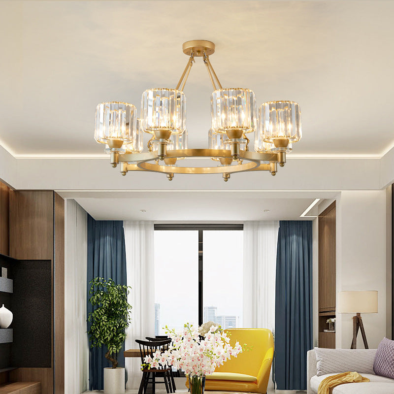 Crystal Multi Lights hangende plafondlampen moderne stijl cilinder kroonluchter verlichtingsarmaturen