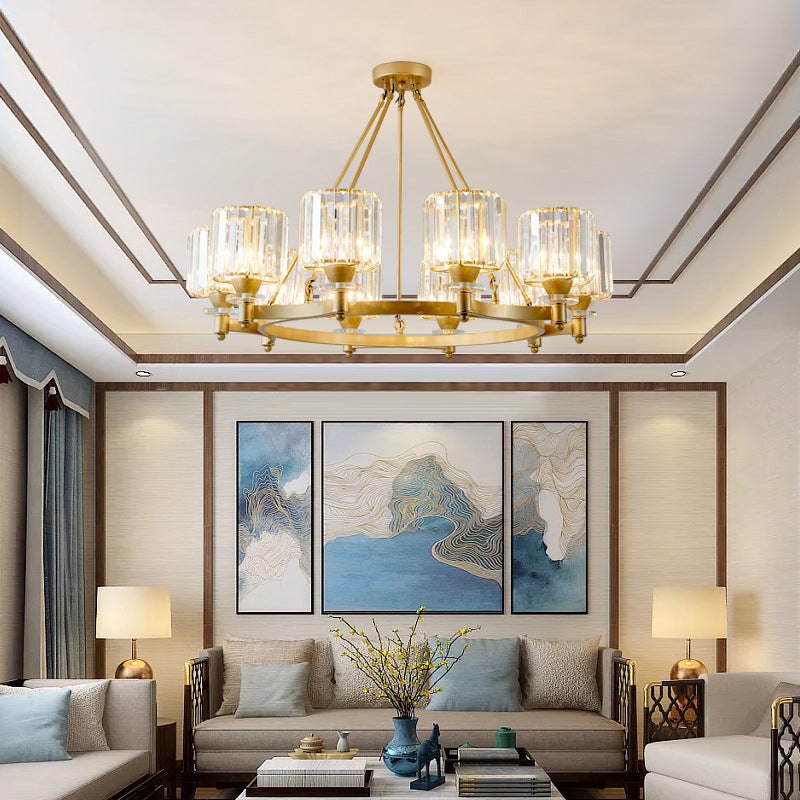 Crystal Multi Lights hangende plafondlampen moderne stijl cilinder kroonluchter verlichtingsarmaturen