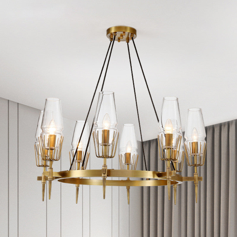 Duidelijke glas 8-lichts hangende plafondlampen radiale moderne stijl kroonluchter lamparmaturen