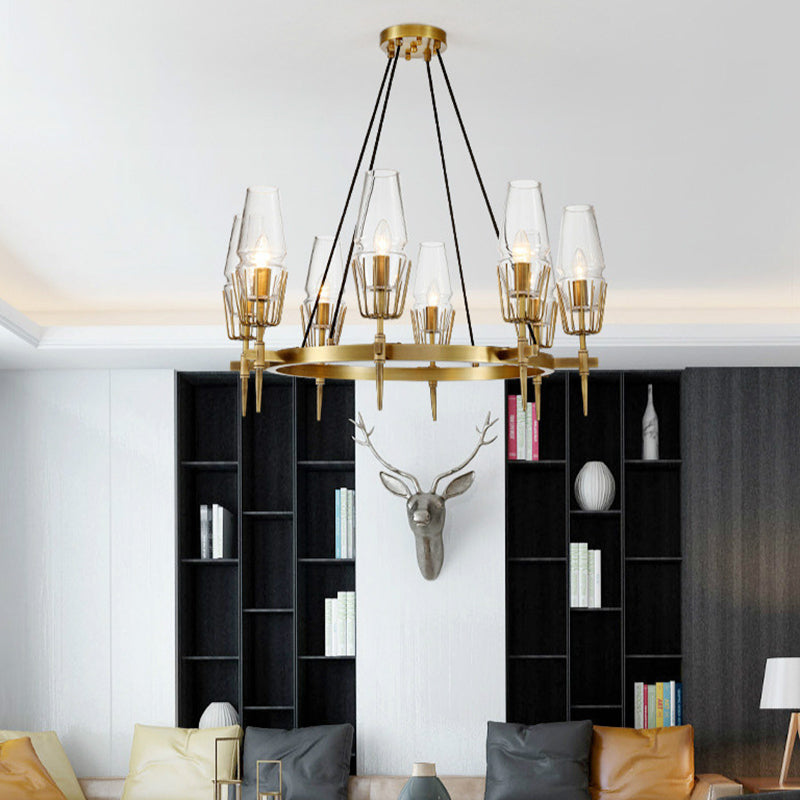 Duidelijke glas 8-lichts hangende plafondlampen radiale moderne stijl kroonluchter lamparmaturen
