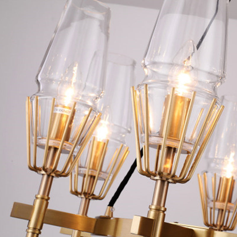 Duidelijke glas 8-lichts hangende plafondlampen radiale moderne stijl kroonluchter lamparmaturen