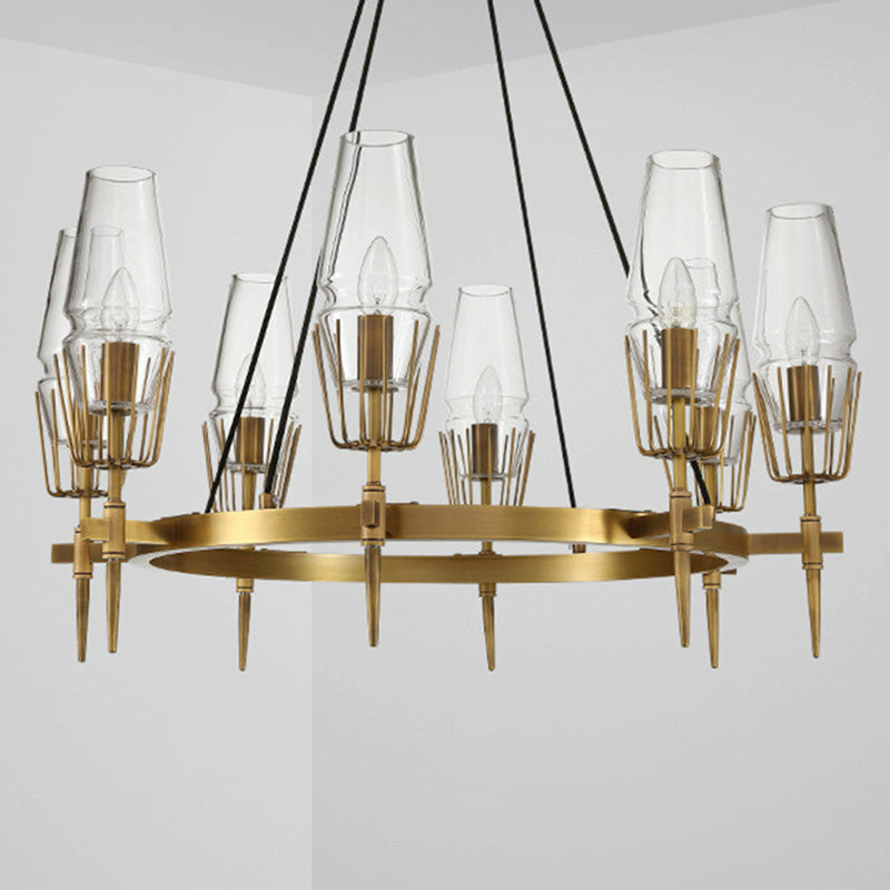 Duidelijke glas 8-lichts hangende plafondlampen radiale moderne stijl kroonluchter lamparmaturen